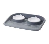 Savic Plateau de dîner pour petits chiens, 2 bols 300 ml, antidérapant, gris