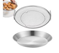 Plateau de filtre à huile de cuisine, grille de drainage d'huile, égouttoir alimentaire en acier inoxydable avec plateau, filtre anti-gouttes d'huile, accessoires pour friteuse à air, grille en