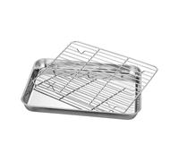 Plateau de four carré anti-adhésif multifonction en acier inoxydable avec grille de refroidissement pour cuisine, barbecue, terrasse, jardin et patio extérieur
