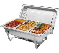 Plateau de frottement en acier inoxydable pour serveur de buffet électrique, set de récipient chauffant pour serveur de buffet de 9 litres avec plateaux de nourriture de taille 1