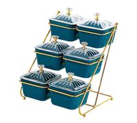 Plateau de Fruits secs et de noix, assiette de collation de fruits, plateau d'apéritif de plat de fruits secs à 3 niveaux, plateau de noix élégant nordique for Fruits secs(Green_19.5cmx20cmx22.5cm)