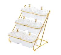 Plateau de Fruits secs et de noix, assiette de collation de fruits, plateau d'apéritif de plat de fruits secs à 3 niveaux, plateau de noix élégant nordique for Fruits secs(Transparent_19.5cmx20cmx22.5