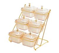 Plateau de Fruits secs et de noix, assiette de collation de fruits, plateau d'apéritif de plat de fruits secs à 3 niveaux, plateau de noix élégant nordique for Fruits secs(Brown_19.5cmx20cmx22.5cm)