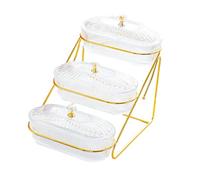 Plateau de fruits secs et de noix, assiette de collation de fruits, plateau de service de fruits, assiettes de collation 3 couches avec couvercle, plateau décoratif for apéritif de cupcakes(Clear)