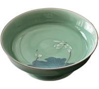 Plateau de fruits vintage en céladon, assiette de fruits secs à pied haut, assiette de fruits en céramique, convient for les fêtes, les restaurants, les porte-fruits(B)