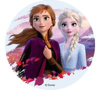 Plateau de gâteau comestible Disney Frozen II Elsa, Anna, Olaf Cake Topper Décoration pour gâteau, diamètre du cercle :20 cm, Motif:Frozen Nr. 1