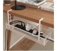 Plateau de gestion des câbles sous le bureau - Organisateurs de gestion, gestion sous le coffre, pas de perçage pour le bureau, la cuisine, la maison (blanc)