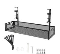 Plateau De Gestion des CâBles sous Le Bureau sans PerçAge, Plateau De CâBles en Maille MéTallique pour Organisateur De Fils, Accessoires De Bureau Noir - 1 Pack