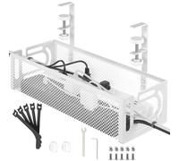 Plateau De Gestion des CâBles sous Le Bureau sans PerçAge, Plateau De CâBles en Maille MéTallique pour Organisateur De Fils, Accessoires De Bureau (Blanc - 1 Pack)