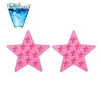 Plateau de glaçons en silicone en forme d'étoile, 2pcs réutilisable en silicone glacière Freeze Maker Tools for club bar party (Rose)