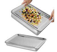 Plateau de graines, kit de plateau de germination en acier inoxydable, germes de haricots de blé rectangle poussent le plateau pour la fourniture de jardin 26x20x5 cm 2pcs, plateaux de germination