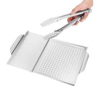 Plateau de Grillade Carré en Acier Inoxydable 1 Pièce