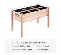 Plateau de jardin surélevé Jardinière, 100% bois de sapin, conception de la cloison amovible, 2 trous de drainage , type B