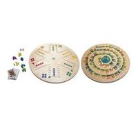 Plateau de jeux de societe en bois 3 en 1 : oie ludo toc - plateau geant xxl 45 cm - jeu classique famille - coffret multi-jeux