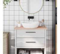 Plateau de lavabo en bois de hêtre massif - 80 x 40 x 2,5 cm - Imperméable et résistant aux rayures - Découpable - Pour cuisine, salle de bain, atelier, bricolage, île de cuisine