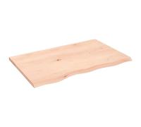 Plateau de lavabo en bois massif de chêne 80 x 50 x 2 cm non traité avec bord naturel, polyvalent comme plan de travail de cuisine, plateau de table, plan d'établi, salle de bain, bricolage, menuisier