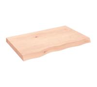 Plateau de lavabo en chêne massif 80 x 50 x (2-6) cm non traité avec bord naturel, résistant aux rayures et imperméable, polyvalent comme plan de travail, plateau de table, plan d'établi