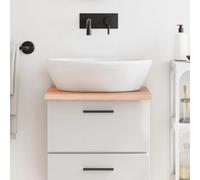 Plateau de lavabo marron clair 40 x 60 x 2 cm en bois massif traité | Bois de chêne massif, surface laquée, fabriquée à la main avec bord naturel, polyvalente comme étagère ou table