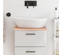 Plateau de lavabo marron clair en bois de chêne massif 40 x 30 x 2 cm avec bord naturel, laqué et imperméable, polyvalent comme plateau en bois, plateau de table, plan de travail pour salle de bain et