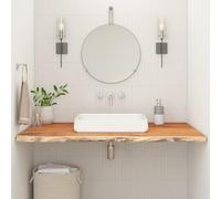 Plateau de lavabo rectangulaire en bois d'acacia massif avec bord naturel, plan de travail pour salle de bain et meubles, 110 x 60 x 3,8 cm