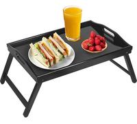 Plateau de lit avec Pieds pliants - Plateau de Nourriture Portable en Bambou - Plateau en Bois pour Servir, dîner, thé, télévision (A-Gris)