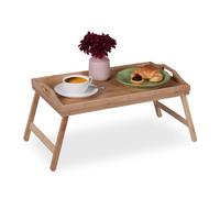 Plateau de lit en bambou et mdf, hxlxp: 25x60x30 cm, bord élevé, pour petit-déjeuner, rectangulaire, nature