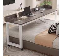 Plateau de lit mobile pour ordinateur portable - Bureau à roulettes avec rangement - Grande table d'étude et d'écriture - Support réglable sur roulettes - Clavier coulissant pour la maison, le bureau