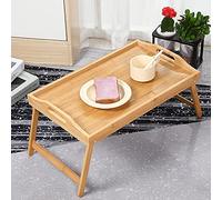 Plateau de lit Petite Colombe, Table de chevet en Bambou avec Pieds Pliables, Plateau de pour Le Petit déjeuner comme Table d'appoint et Table Genou, Facile à Nettoyer et Lavable