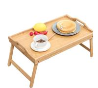Plateau de lit pliable - Bureau d'ordinateur portable en bois pour petit déjeuner, café, écriture et lecture - Solution de service polyvalente pour lits et canapés