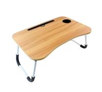 Plateau de lit pliable portable - 60 x 40 cm multifonction pour ordinateur portable et support de lecture pour canapé, lit et cuisine - T pour la maison, le bureau, les repas et les loisirs (bois)