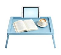 Plateau de lit pliable pour ordinateur portable pour lit et canapé (bleu)
