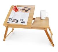 Plateau de Lit Pliable, Table pour Ordinateur Portable, Bureau ajustable avec grande ventilation, Matériau: Bambou