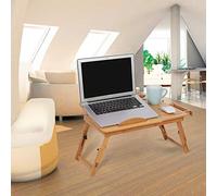 Plateau de Lit Portable Portable Table de Lit Table de lit Pliable en Bambou pour PC Portable inclinable, 50 x 30 x 20cm