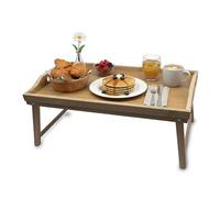 Plateau de lit Relaxdays, en Bambou, H x L x P : 20 x 50 x 30 cm, Table de Service, Petit-déjeuner au lit, Naturel