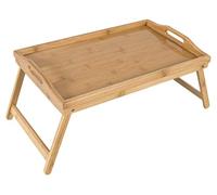 Plateau de lit table de lit en bambou pieds pliables servant de plateau de petit déjeuner comme table d'appoint table à genoux facile d'entretien et lavable (50x30x26)