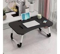 Plateau de lit, table pliable de petit-déjeuner, table d'ordinateur portable multifonction pour lit et canapé (sans tiroir, noir)