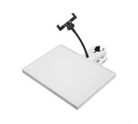 Plateau de micro réglable avec support de téléphone pour diffusion - Étagère de rangement ventilée pour boissons et médiators - Noir (blanc)