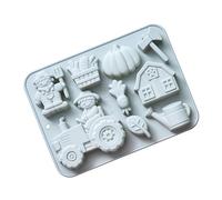 Plateau de moule de ferme en silicone flexible pour libérer, Blue | Construction en silicone, formes de grange à outils et de tracteur pour produits agricoles, pour des projets