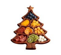 Plateau De Noël | Compartimenté en Bois Rustique - Plateau De Service Sapin De Noël pour Fromage - pour Viande Fruits Desserts Centre De Table Fête Cuisine Salon Chambre