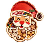 Plateau de Noël en bois multi-compartiments | Plateau de service alimentaire Père Noël pour collations, fromage, bonbons, biscuits, fruits, sushis, petit déjeuner, fête B