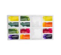 Plateau de palette de peinture en céramique blanche à 14 puits de 23,9 x 9,7 cm, grande zone de mélange carrée en porcelaine, palette de plateau aquarelle pour peinture à la gouache, peinture à la
