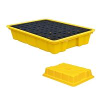 Plateau de palette modulaire de confinement des déversements avec poches de drainage et de chariot élévateur, base étanche empilable pour le stockage de barils industriels