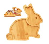 Plateau de Pâques en bois avec lapin et carotte | Vaisselle de fête pour nourriture, bonbons, gâteaux, fruits et collations | Idéal pour le printemps, les vacances, le brunch, le dîner et la
