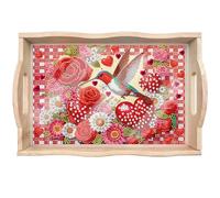 Plateau de peinture diamant à faire soi-même, Noël Diamond Art Painting Plateau en bois Plateau de service avec poignées, Amour Colibri Diamant Peinture Crystal Art Plateau en bois Plateau de