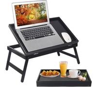 Plateau de Petit-déjeuner avec Pieds pliants - Plateau de Service pour lit, Plateau TV, Bureau - Plateau à goûter (Noir)