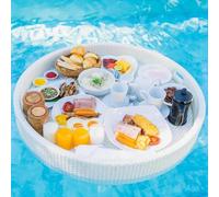 Plateau de Petit-déjeuner Flottant pour Piscine - Panier en rotin de Luxe pour Le thé de l'après-midi en Plein air, Les Assiettes à dîner, Les fêtes, Les(Size:60 x 15 cm/23.6 x 5.9 pouces,Color:Blanc)