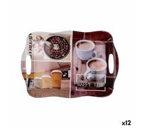 Plateau de petit déjeuner Quid Habitat Multicolore Plastique 34 x 25 x 2 cm Avec des poignées Café (12 Unités)