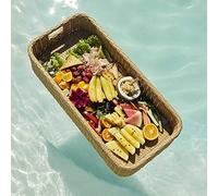 Plateau de Petit-déjeuner sur l'eau avec poignées - Bouées Piscine for Adultes for bancs Sable, spas, Bains et fêtes(Yellow,with Drink Holder)