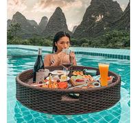 Plateau de piscine flottant extra large C 60 cm Plateau de buffet d'eau et porte-boisson pour piscine, idéal pour les petits déjeuners et les fêtes d'été