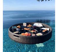 Plateau de Piscine Flottant, Piscine De Piscine Table De Plateau Flottante,Piscine Plateaux Flottants dans La Piscine pour Servir des Boissons, Un Brunch Et De La Nourriture sur l'eau,Black-60cm